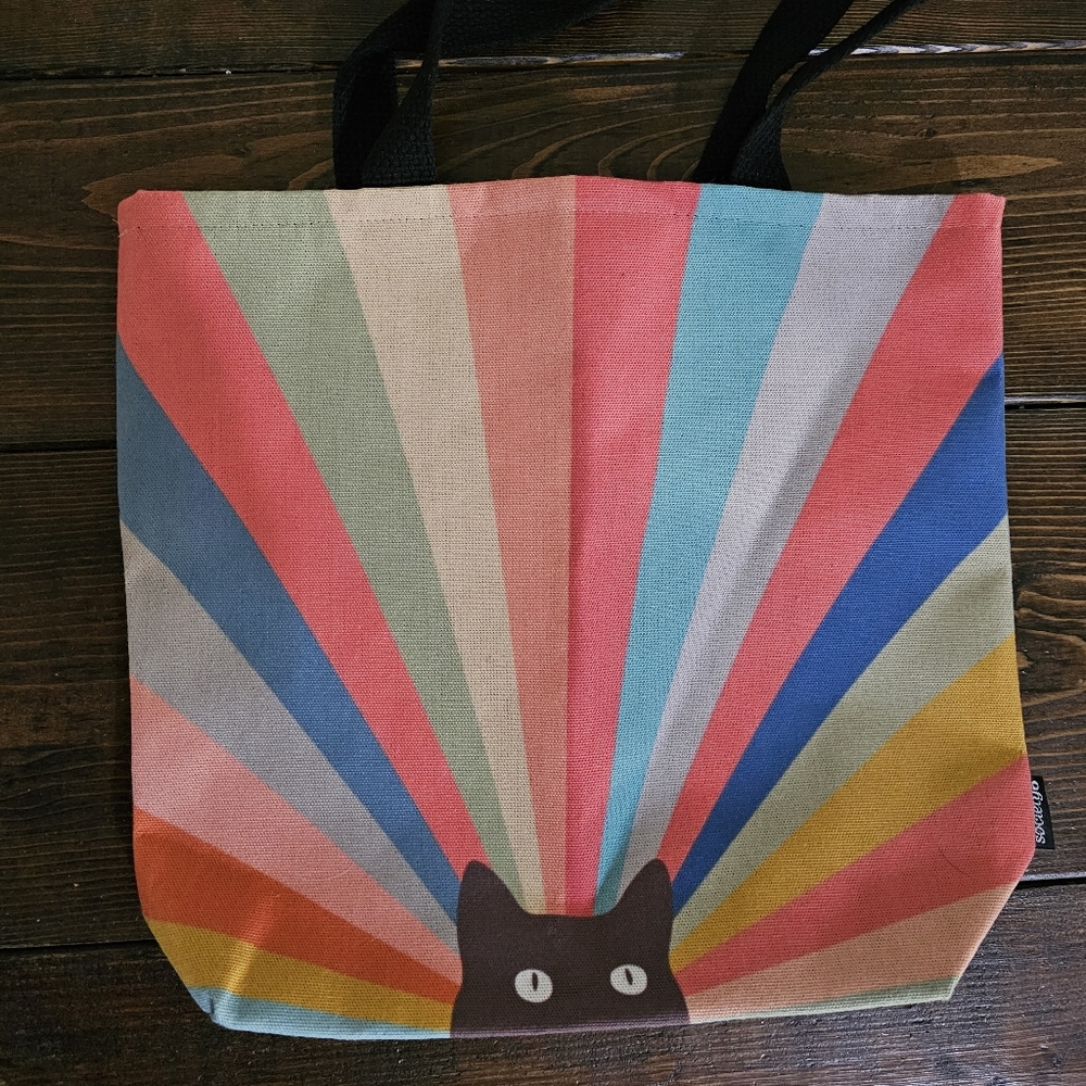 Society6 Black Cat Rainbow Tote bag